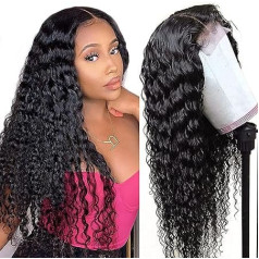 Кружевной парик из необработанных перуанских человеческих волос для чернокожих женщин, сильная волнистость, плотность 150%, прозрачный кру