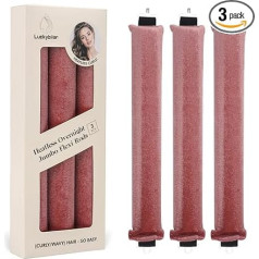 Overnight Blowout Rods Jumbo Heatless Hair Curler, Heatless Curls Satin Jumbo Flexi Rods to Sleep in, Heatless Rods for All Hair Types, No Heat Overnight Sleeping Curls Styling Tools, 3 Pieces, Dark
