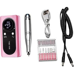 Электрическая дрель для ногтей, маникюрно-педикюрный инструмент, 45000 об/мин пилочка для ногтей с насадками для шлифовки, розовая