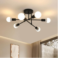 Винтажная люстра Спутник, 6 лампочек E27, черный металл, ретро потолочный светильник для столовой, обеденного стола, прихожей, гостиной, отел