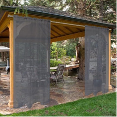 SpaceDresser Waterproof White Outdoor Patio Curtains - 2 Panels Rod Pocket Indoor Voile Curtain for Living Room 52x96 Inch, Grey