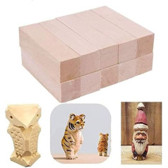 Упаковка из 20 деревянных блоков Basswood Wooden Blocks Craft Carving Wood Natural Wooden Pieces Balsa Wood for Carving and Turning, Untreated Basswood Soft Basswood for Children Adults (10 x 2.5 x 2.5 cm)