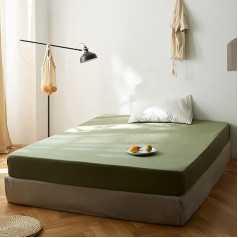 Простыня 180 x 200 см Зеленая оливково-зеленая Box Spring Bed Topper Супермягкая простыня из микрофибры Простая простыня для матрасов высотой до 25 см