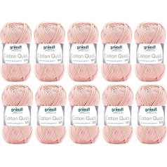 Gründl Cotton Quick Uni Value Pack, прочная и долговечная шерсть, легкий уход, моющаяся пряжа из 100% хлопка, размер спиц: 3-4) 10 x 50 г, абрикос