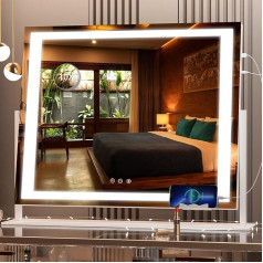 Зеркало для макияжа Hasipu с подсветкой, 55 x 45 см, светодиодное косметическое зеркало с 10-кратным увеличением и USB-портом для зарядки, 3 цвета по