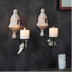 Настенный держатель для свечей (комплект из 2) Настенный держатель для чая Белая птица Дизайн настенного крепления Ретро настенный держате