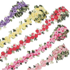 GORGECRAFT 5 цветов цветок отделка ленты 4,5 метра цветочные DIY кружева аппликации шитье ремесло 7/8 дюймов роза кружева края отделка украшения выш