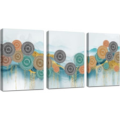3 Шт. Холст Картины с Рамкой Красочные Круги Картина на Холсте Зеленый Природный Пейзаж Настенное Искусство Стены Картины Художественный П