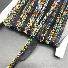 9 Ярдов 18 мм Органза Кружева Ленты с Кристалл Бисер DIY Шитье Аппликация Воротник Шнур Платье Guisolid Украшение