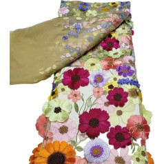 Кружевная ткань с вышивкой, 3D цветочный узор, мягкая сетчатая ткань, марля для шитья, одежды, рукоделия, DIY проектов, 130 x 91 см, красочный рисун