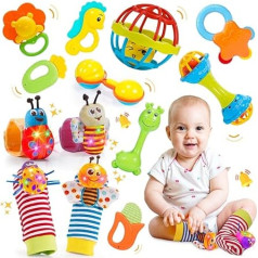 Wootoyz 14 Шт. Детская Игрушка 0-12 Месяцев, Погремушки Teether Set Baby Gift Boy Girl 0-12 Месяцев Детская Монтессори Игрушка от 0-12 Месяцев Сенсорная Игрушка дл
