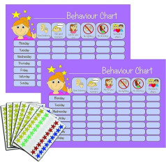 kids2learn Girls Behavior Reward Boards Toddler Kids Twin Pack of 270 Star Stickers