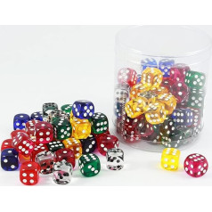 Weible Spiele 05186-1 Прозрачный кубик для глаз 16 мм, красный, синий, зеленый, желтый, фуксия и кристально чистый, 16 мм