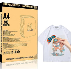 Lancelot Premium DTF Transfer Film 21 x 29.7 cm A4 100 Sheets Double Sided Matte PET Heat Transfer Film for DIY Direct Printing on Dark and Light Clothes