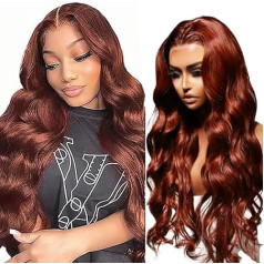 Hxxcoup женский парик из натуральных волос, рыжеватый парик из человеческих волос, 5 x 5 кружевной парик, реальные волосы телесной волны, красно-