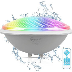 KWODE LED Pool Lighting PAR56, 20 W RGB Swimming Pool Lighting, IP68 Waterproof Pool Lamp Light with Remote Control, Timing 2/4/6H, Underwater Spotlight Pool Headlight [12V AC/DC]