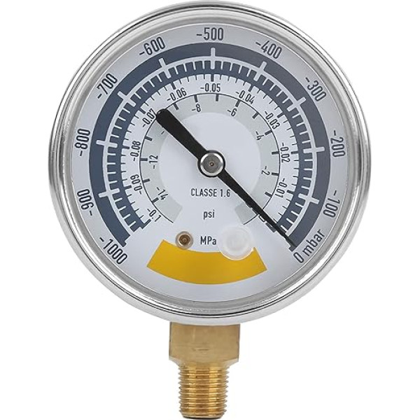 Вакуумный манометр 0-14 psi | Улучшенная производительность манометра из нержавеющей стали | Разъем NPT 1 / 8 дюймов для насоса/измерения воды/дом