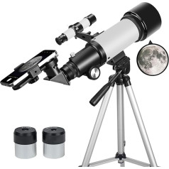 Teleskop für Erwachsene Anfänger, 70mm Aperture 400mm AZ Mount Voll Multi-Coated Optics Refraktor Tragbare Teleskope, Reiseteleskop mit Stativ und Telefon Adapter