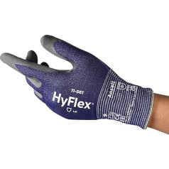 Ansell HyFlex 11-561 Перчатки для защиты от порезов, дышащее нитриловое покрытие, высочайшая прочность на разрыв, тонкие рабочие перчатки для мужчи