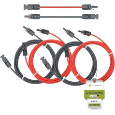SOLARTRONICS Solar Cable Double Pack 4 x 5 m 6 mm² H1Z2Z2-K Black & Red Solar Plug on Both Sides Extension Cable 6 mm² Made in Germany Including 0% VAT according to § 12 Paragraph 3 UStG (4 x 5 m)