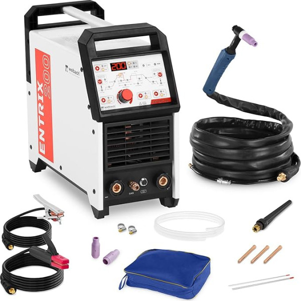 Welbach Алюминиевый сварочный аппарат TIG AC-DC/MMA ENTRIX 180 (180 А / 230 В, цифровой, программируемый, импульсная функция, 2/4-ступенчатый, горячий старт)