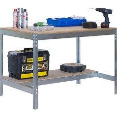 Верстак SimonRack BT0 Грузоподъемность 600 кг, 84,2 x 121 x 61 см, Большая рабочая поверхность, Столешница, Деревянная столешница, Оцинкованная / Дерево