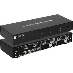 Переключатель KVM TECHly IDATA DP-KVM2 Black - Переключатели KVM (4K Ultra HD, 3840 x 2160 пикселей, USB, USB, DisplayPort, USB Type-A) Клавиатура Видео Мышь (KVM) Блок переключателей