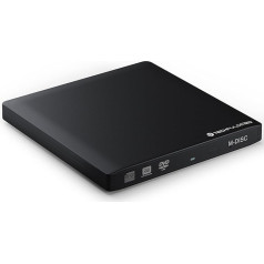 techPulse120 Портативный USB 3.0 DVD и CD Burner M-Disc Drive Ultra Slim Aluminium Black Superdrive Portable External for Computer PC Notebook Ultrabook Netbook Windows MacOS Apple iMAC MacBook Pro Air