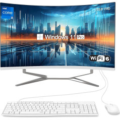 23,8-дюймовый изогнутый настольный компьютер FHD All in One PC, 8-ядерный процессор i5-12450H, 16 ГБ ОЗУ, 256 ГБ SSD, WiFi, Bluetooth, проводная клавиатура и мышь - иде