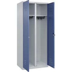 C + P Möbelsysteme C+P | Schwarz-Weiß-Spind Classic Plus | 1 Abteil | lichtgrau/fernblau | HxB 1850 x 800 mm | mit Bodengleitern | Drehriegel