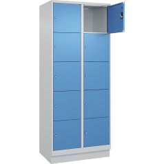 kaiserkraft | 5er-Schließfachschrank Evolo Plus | 2 Abteile | lichtgrau/lichtblau | B 800 mm | 10 Fächer | mit Bodensockel | Zylinderschloss
