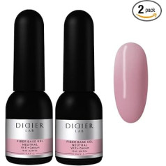 DIDIER LAB - Premium Fibreglass Gel Nails Base Neutral - Base Coat UV Gel - Strong Base Coat for Nails with Vitamins and Minerals - Soak Off Gel for UV Nail Polish - for LED UV Lamp - 2 x 10 ml
