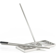 Wiltec Газонный скребок из нержавеющей стали с ручкой размер M, выравниватель поверхности 25 x 75 x 2,8 см выравнивает неровности на газоне, выравн