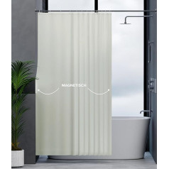 Магнитная штора для душа ovimar Kjelfossen, бежевая, моющаяся, быстросохнущая, против плесени, 120 x 200 см, непрозрачная штора для ванной или душа