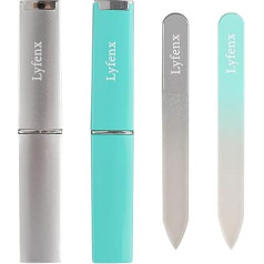 Lyfenx Мини стеклянная пилочка для ногтей с футляром для натуральных ногтей, 2 мм толщины, элегантная хрустальная пилочка для ногтей, двусторо