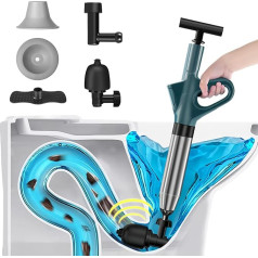 Туалетный вантуз, туалетный вантуз, воздушный пистолет для прочистки слива с 4 сменными насадками, воздушный туалетный вантуз, средство дл