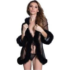 YJZQ Женское кимоно кружевной халат воланы прозрачный широкий рукав халат халат для сна халат V-образным вырезом ночная рубашка макси платье