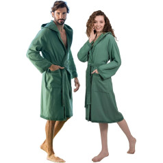 nice homeit Bademantel für Damen und Herren aus 100% Baumwollfrottee - Superabsorbierend mit Kapuze - Weich, Leicht, Anti-Pilling, Made in Italy (XL - Grün)