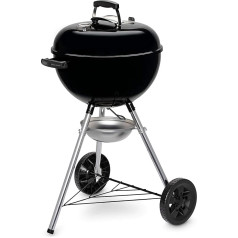Weber Original Kettle Charcoal Grill, диаметр 47 см, гриль для барбекю с фарфоровой эмалированной крышкой и котелком, термометр на крышке, система очистки в о