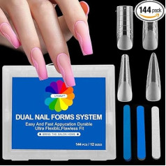 lttorjf Пакет из 144 Двойная Форма Ложные Ногти Система Советы Ногтей Моделирование 12 Размеров Матовый С Масштаб Инструмент Для Маникюра