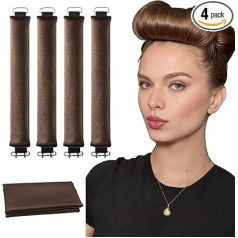 Бигуди для волос без нагрева, 4 штуки, коричневые, локоны без нагрева, выдувные стержни без нагрева, на ночь для всех типов кудрявых волос, DIY 