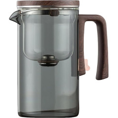 Enchantipot Glass Teapot with Infuser, Magic Water Separation Teapot, Wooden Handle, Heat Resistant Borosilicate Glass, with Strainer (700 ml, Grey)