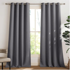 Термошторы PONY DANCE, защита от холода, зимние серые непрозрачные шторы, теплоизолирующие шторы на люверсах, комплект из 2 штор H 245 x W 140 см, штор