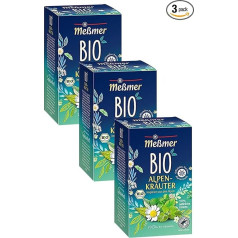 Meßmer Organic Alpine Herbs | 100% натуральные ингредиенты | 20 пакетиков чая | Веган | Без глютена | Без лактозы (упаковка из 3)
