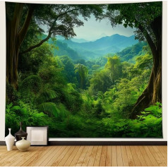 Musihy Natural Tapestry Wall Hanging, 200 x 200 см, тропический гобелен, настенное искусство для спальни, гостиной, гобелен для декора общежития, зеленый