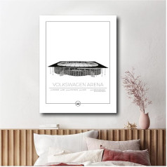 Sverigemotiv Football Stadium Wall Art Print - Bundesliga Football Teams (Wolfsburg - Volkswagen Arena, 40 x 50 cm) - Футбольные подарки мальчикам для футбольных энтузиастов