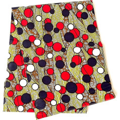 WovenLab&Co Африканская хлопковая ткань с восковой печатью Ткань Анкара в ярких цветах Прибл. 1,8 м