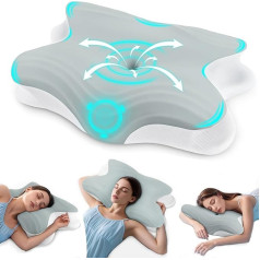 Rokehr Neck Pillow Orthopaedic Memory Foam Pillow, Ergonomic Neck Support Pillow, Side Sleeper Pillow for Back Sides Stomach Sleepers