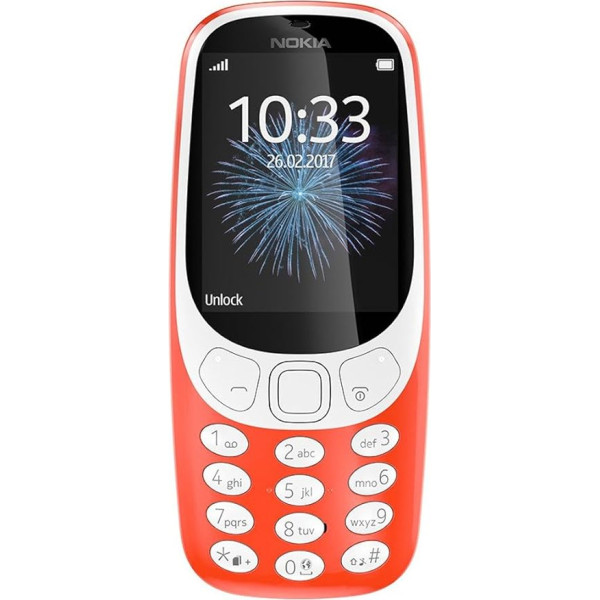 Мобильный телефон Nokia 3310 Single SIM - немецкие товары (цветной экран 2,4 дюйма, камера 2 Мп, Bluetooth, радио, MP3-плеер) теплый красный