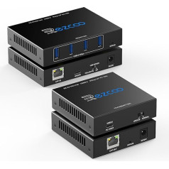 USB 3.0 Extender 229ft 70m 4-Port Extender Over Cat5e Cat6 RJ45 LAN Extension POE 5V Low Power Consumption USB Extender Ethernet Work Sync Windows MacOS Android Linux No Driver
